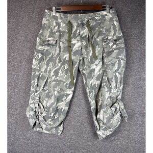 Nike Camo Cargo Capri Pants Womens Size M Ripstop Drawstring Utility Military